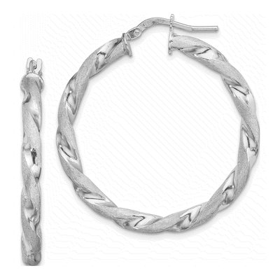 Sterling Silver 38mm Twisted Hoop Earrings