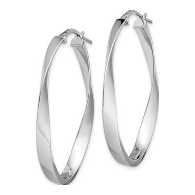 Sterling Silver 44mm Twisted Oval Hoop Earrings – view 3