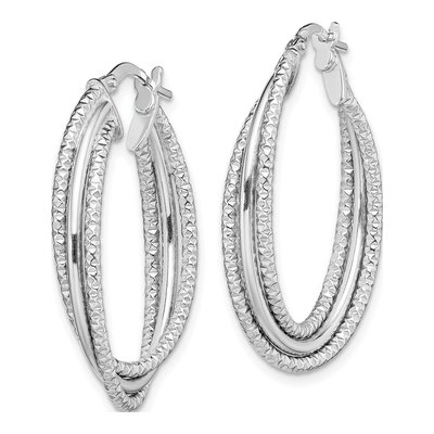Sterling Silver 32mm Triple Hoop Earrings – view 3