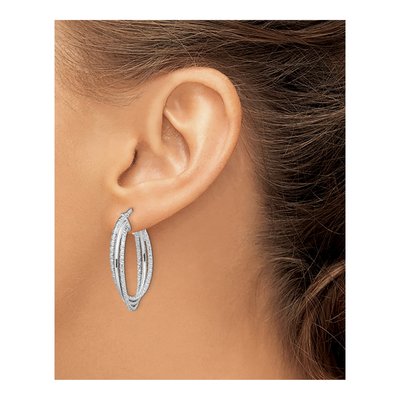 Sterling Silver 32mm Triple Hoop Earrings – view 4