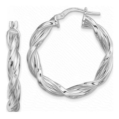 Sterling Silver 30mm Twisted Hoop Earrings
