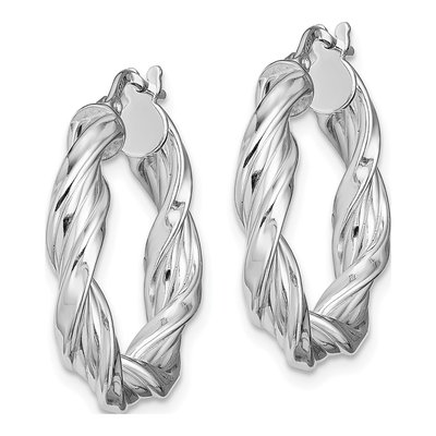 Sterling Silver 25mm Twisted Hoop Earrings – view 3