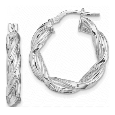 Sterling Silver 25mm Twisted Hoop Earrings