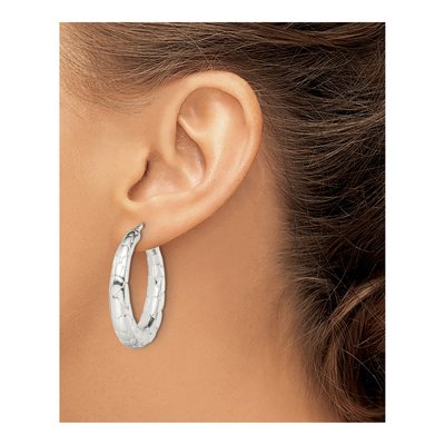 Sterling Silver 38mm Pebbled Round Hoop Earrings – view 4