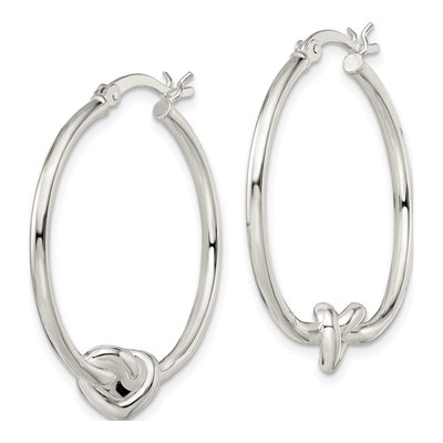 Sterling Silver 34mm Heart Knot Hoop Earrings – view 3