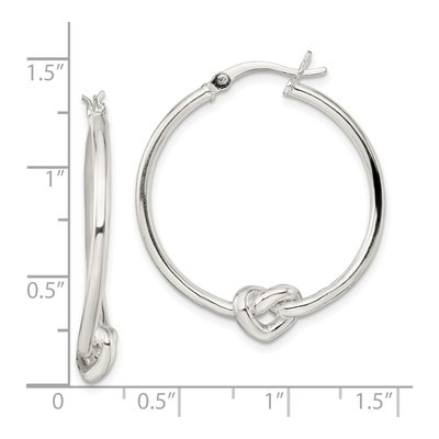 Sterling Silver 34mm Heart Knot Hoop Earrings – view 5