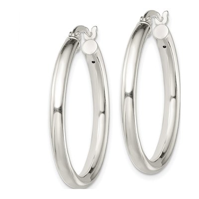 Sterling Silver 32mm Round Hoop Earrings – view 3
