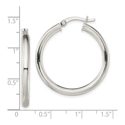 Sterling Silver 32mm Round Hoop Earrings – view 5