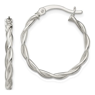 Sterling Silver 24mm Braided Hoop Earrings