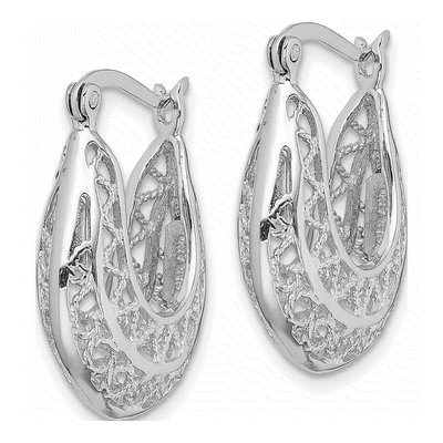 Sterling Silver 25mm Filigree Hoop Earrings – view 3