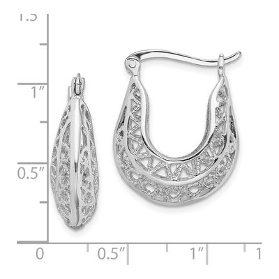 Sterling Silver 25mm Filigree Hoop Earrings – view 5
