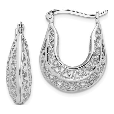 Sterling Silver 25mm Filigree Hoop Earrings