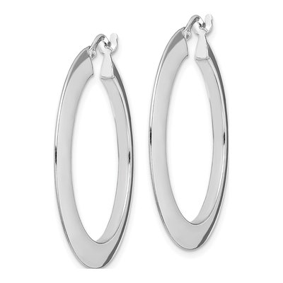 Sterling Silver 35mm Knife Edge Hoop Earrings – view 3