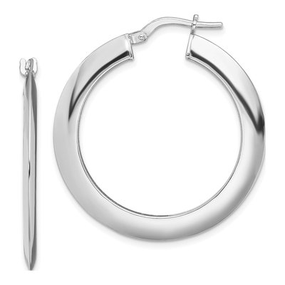 Sterling Silver 35mm Knife Edge Hoop Earrings