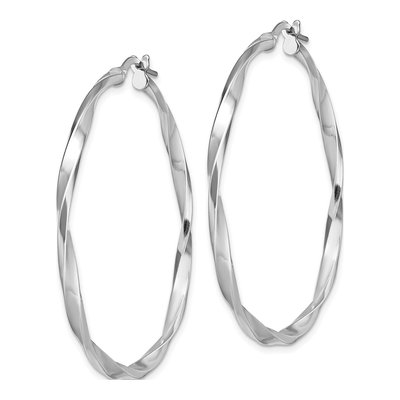 Sterling Silver 40mm Twisted Hoop Earrings – view 3