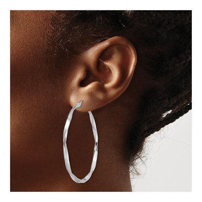 Sterling Silver 40mm Twisted Hoop Earrings – view 4