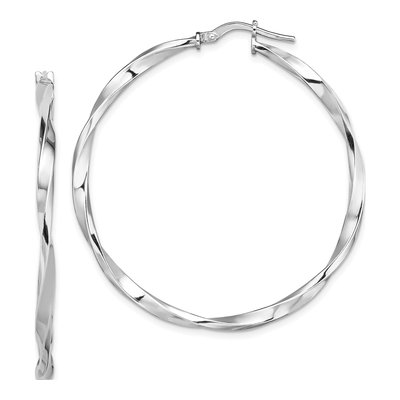 Sterling Silver 40mm Twisted Hoop Earrings
