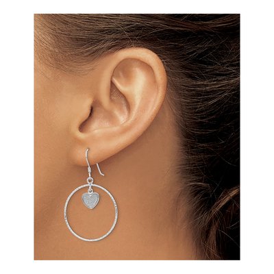Sterling Silver Glitter Heart Dangle Earrings – view 4
