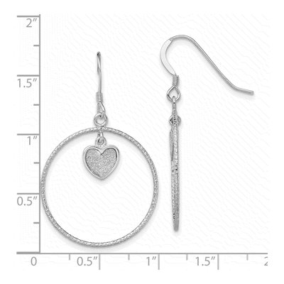 Sterling Silver Glitter Heart Dangle Earrings – view 5