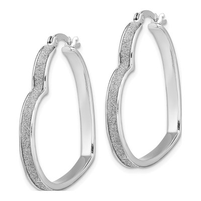 Sterling Silver 30mm Heart Hoop Earrings – view 3