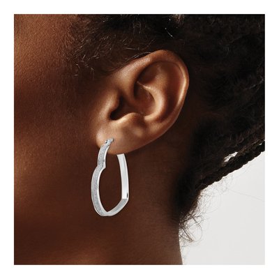 Sterling Silver 30mm Heart Hoop Earrings – view 4