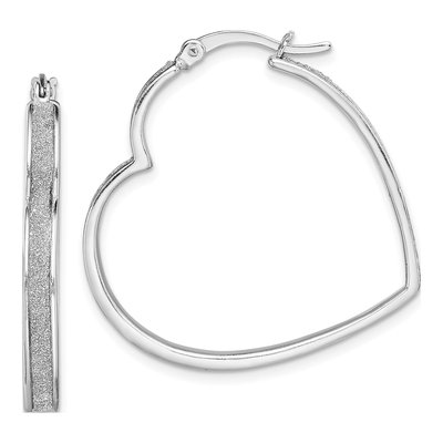 Sterling Silver 30mm Heart Hoop Earrings