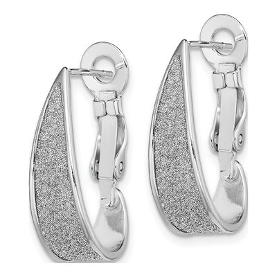Sterling Silver 22mm Enamel Glitter J- Hoop Earrings – view 3