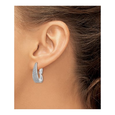 Sterling Silver 22mm Enamel Glitter J- Hoop Earrings – view 4