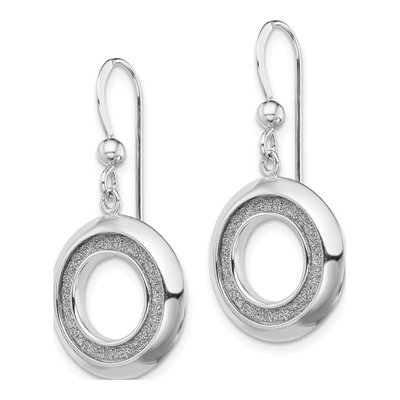 Sterling Silver Glitter Fabric Circle Dangle Earrings – view 3