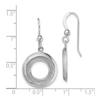 Sterling Silver Glitter Fabric Circle Dangle Earrings – view 5