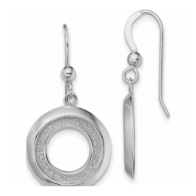 Sterling Silver Glitter Fabric Circle Dangle Earrings