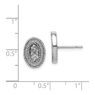 Sterling Silver CZ Glitter Fabric Oval Stud Earrings – view 5