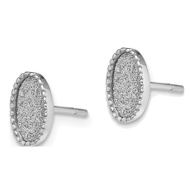 Sterling Silver Enamel Glitter Oval Stud Earrings – view 3