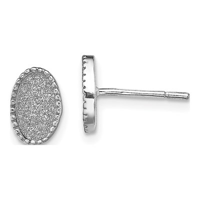 Sterling Silver Enamel Glitter Oval Stud Earrings