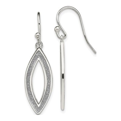 Sterling Silver Enamel Glitter Marquise Dangle Earrings