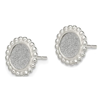 Sterling Silver Glitter Fabric Button Stud Earrings – view 3