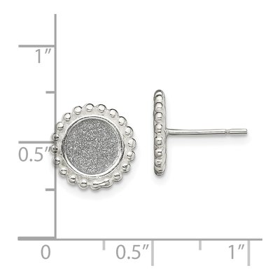 Sterling Silver Glitter Fabric Button Stud Earrings – view 5