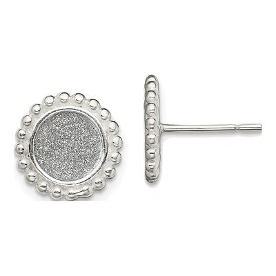 Sterling Silver Glitter Fabric Button Stud Earrings