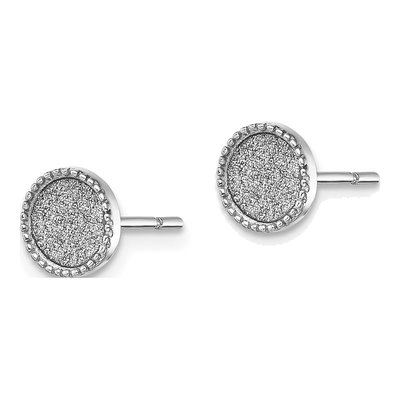 Sterling Silver Glitter Fabric Round Stud Earrings – view 3