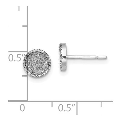 Sterling Silver Glitter Fabric Round Stud Earrings – view 5