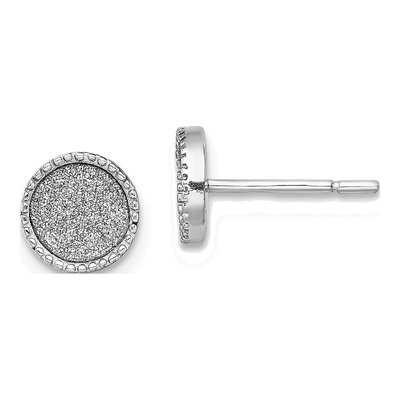 Sterling Silver Glitter Fabric Round Stud Earrings