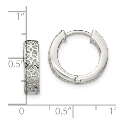 Sterling Silver 15mm Cut-Out Huggie Hoop Earrings – view 5
