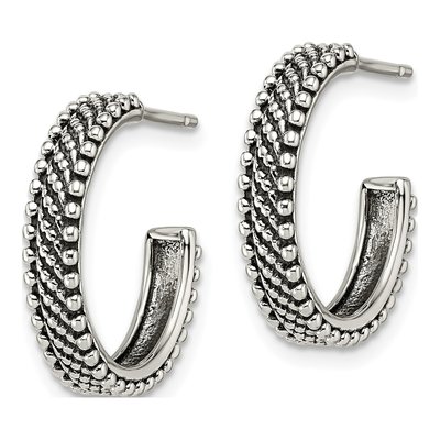 Sterling Silver 18mm Antiqued Hoop Earrings – view 3