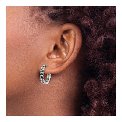 Sterling Silver 18mm Antiqued Hoop Earrings – view 4