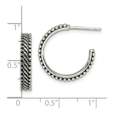 Sterling Silver 18mm Antiqued Hoop Earrings – view 5