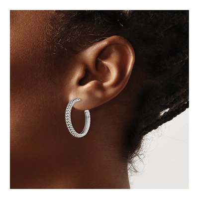 Sterling Silver Antiqued Zig Zag Hoop Earrings – view 4