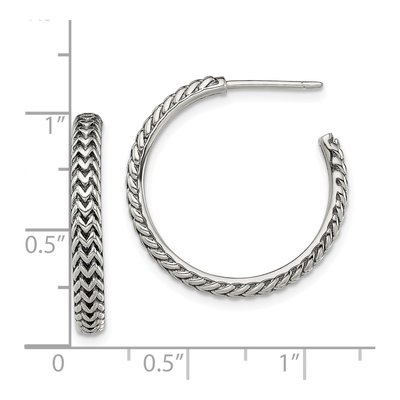 Sterling Silver Antiqued Zig Zag Hoop Earrings – view 5
