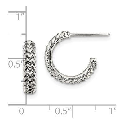 Sterling Silver 14mm Antiqued ZigZag Hoop Earrings – view 5