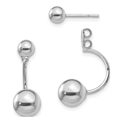 Sterling Silver Front Back Ball Dangle Earrings