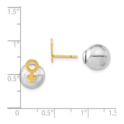 Gold-Plated Sterling Silver Female Symbol Front Back Ball Stud Earrings – view 3